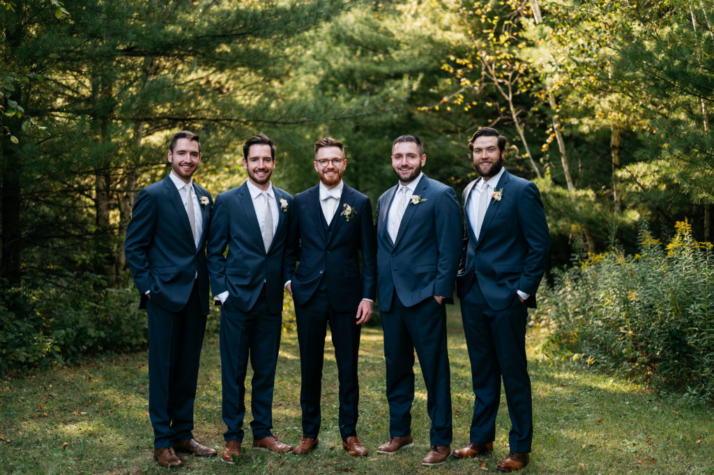 groomsmen outdoor wedding navy blue suit