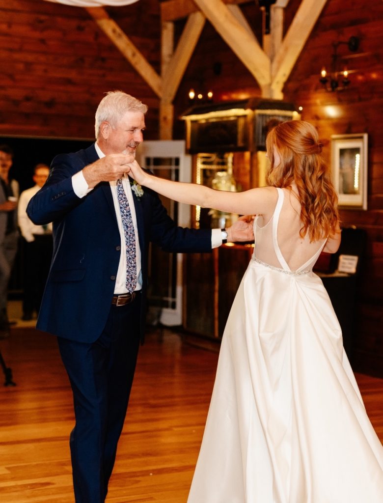 father daughter dance at barn wedding venue
