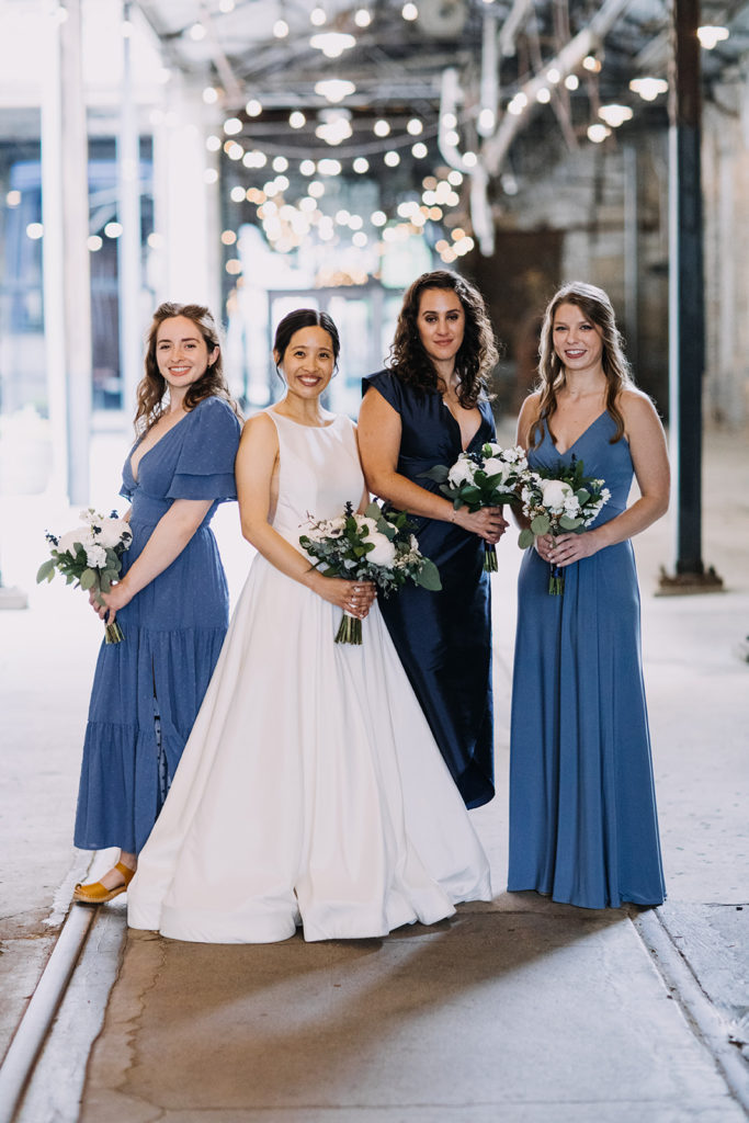 blue-bridesmaids-dresses-classic-wedding