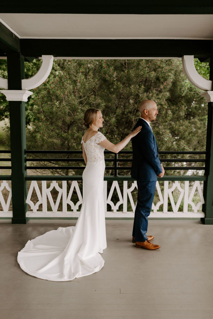 bride-groom-first-look-outside-pavilion