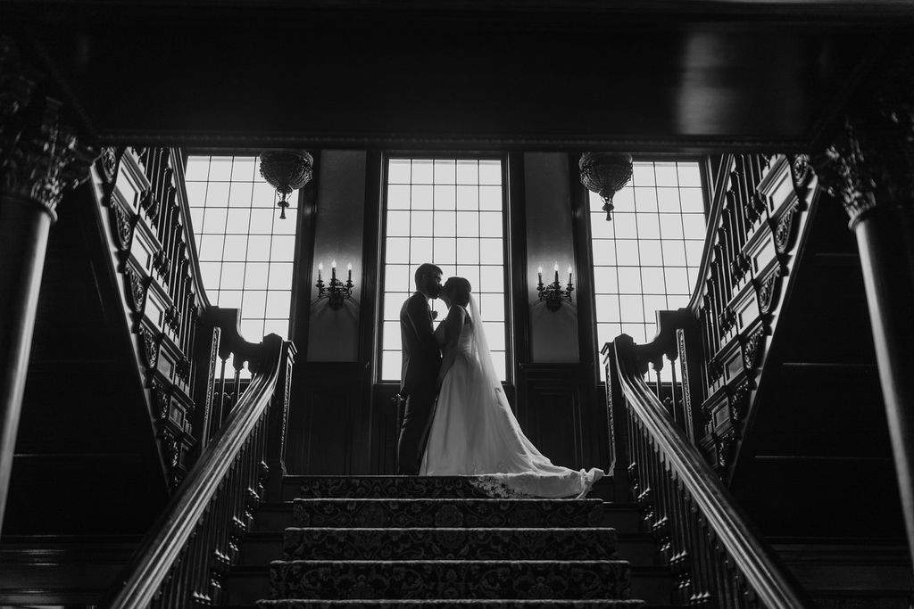 black-and-white-wedding-portrait-silhouette-grand-windows