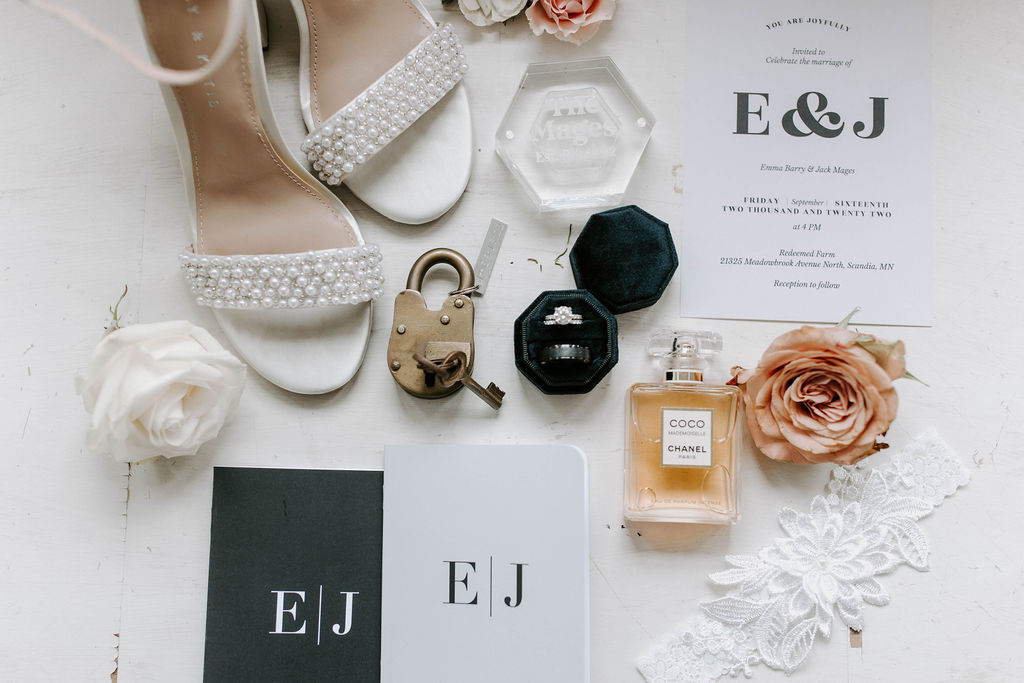 wedding-details-invitation-suite-shoes-perfume-redeemed-farm
