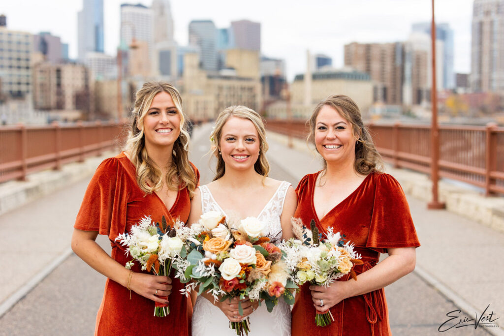 Minneapolis-bridesmaids-velvet-wedding-dresses-burnt-orange