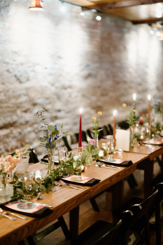 colorful candlesticks at colorful st Anthony main wedding