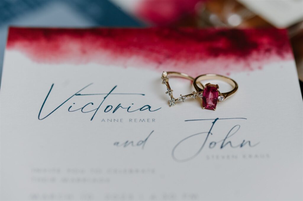 pink sapphire engagement ring detail shot