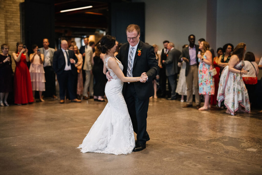 bride and father fun first dance at Essence Event Center