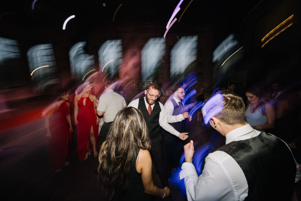 wedding dance floor with DJ Hampster Dance at Essence Event Center