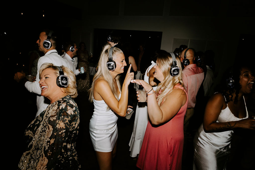 wedding dance party with silent disco at Pinewood MN 