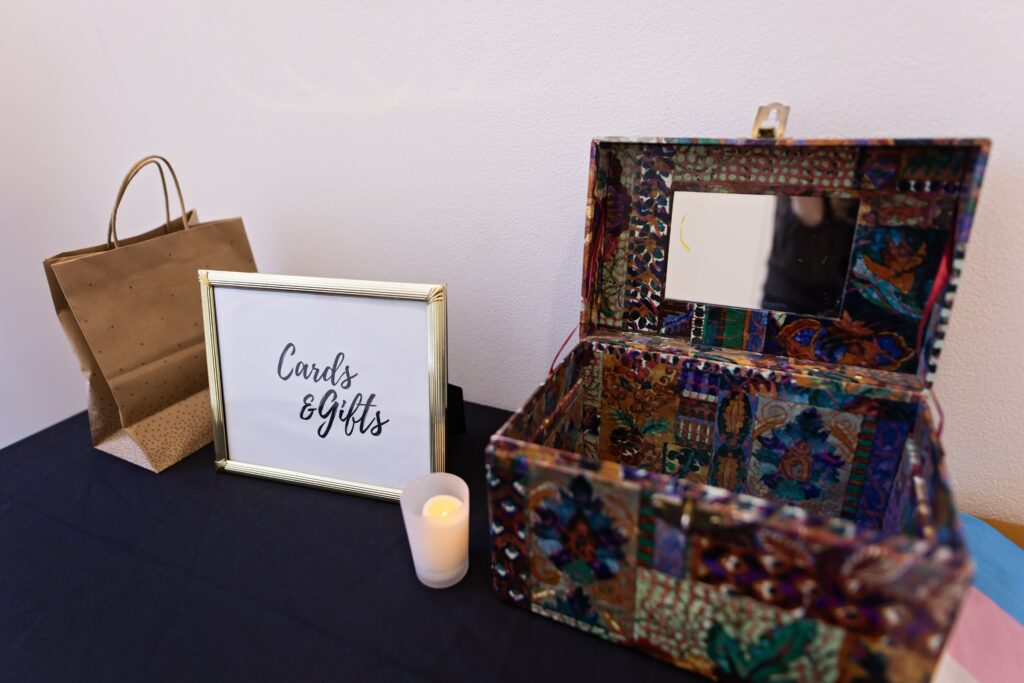 Gift and Card table with colorful card box