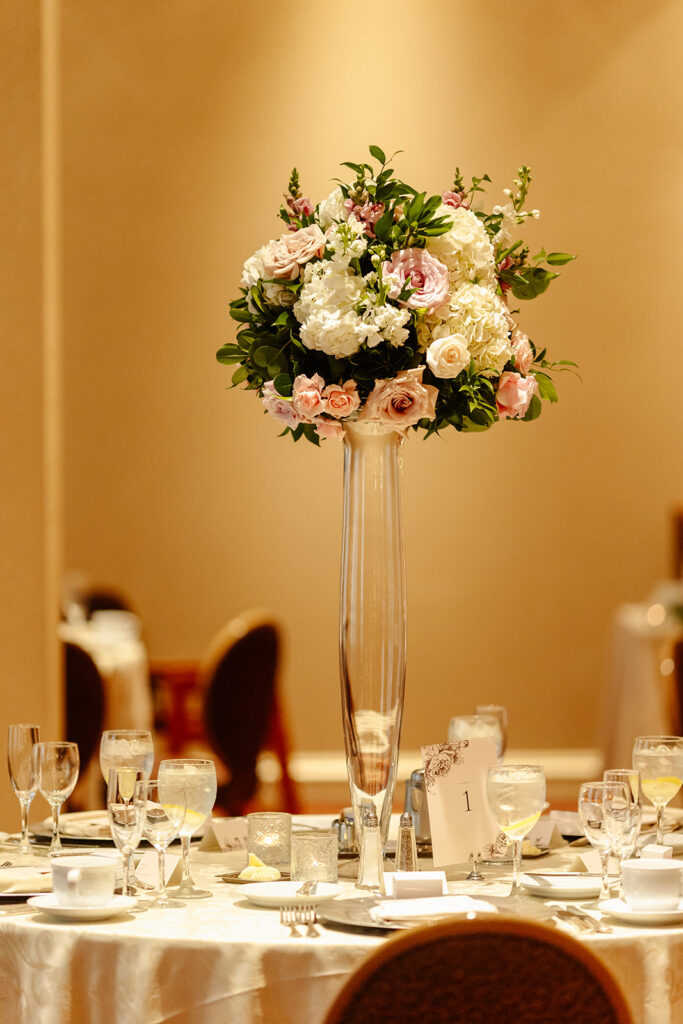 pink wedding tablescape at Saint Paul Hotel