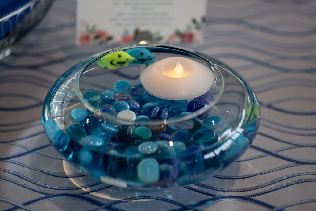 water themed table decor centerpiece