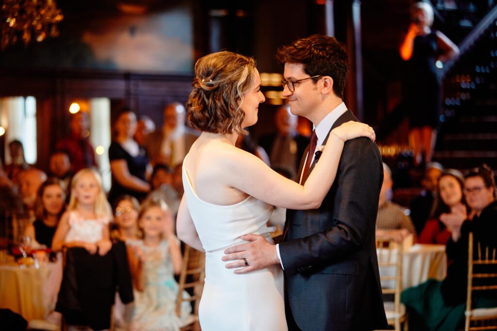 bride and groom first dance at Semple Mansion