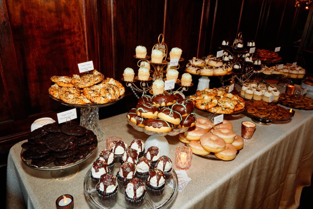 dessert table from Angel Food Bakery