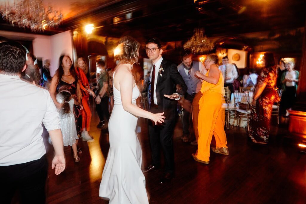 bride and groom on dance floor with Studio Veil DJ