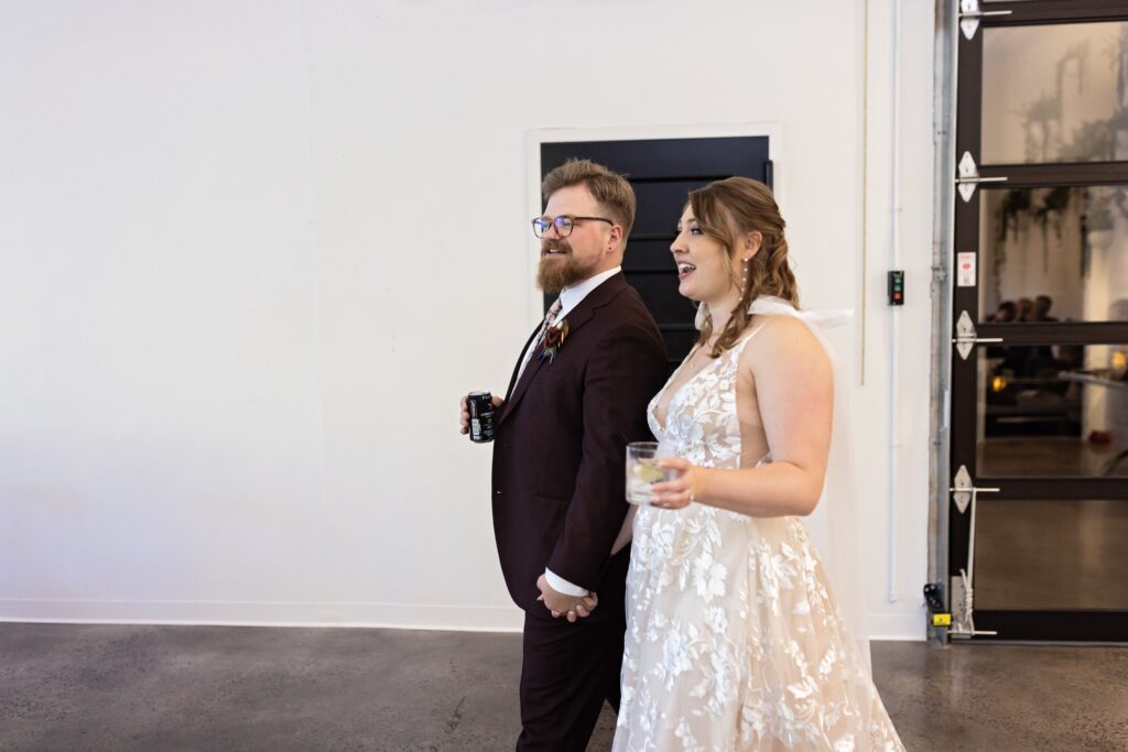 bride and groom reception room reveal reaction for woodland fairy themed wedding