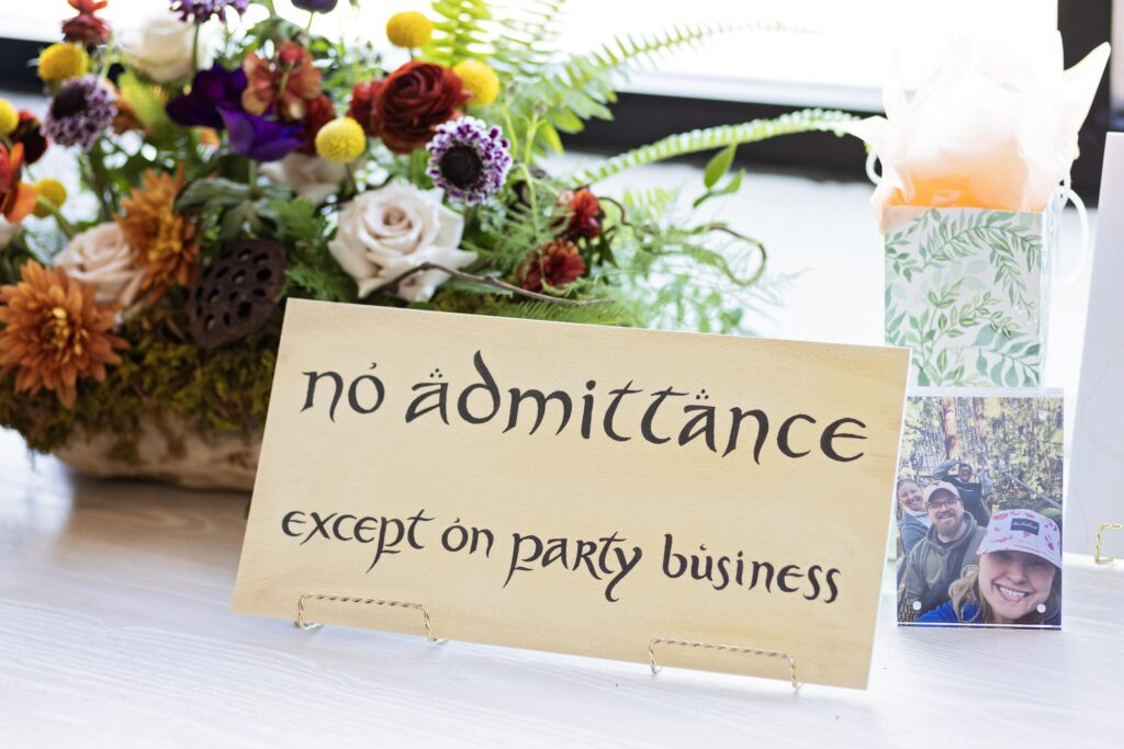 no admittance except on party business wedding signage for woodland fairy theme