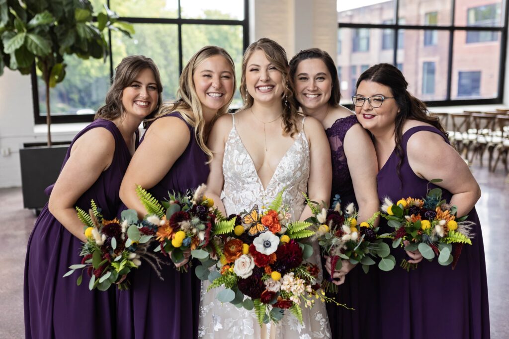 traditional bridesmaid portrait for colorful wedding