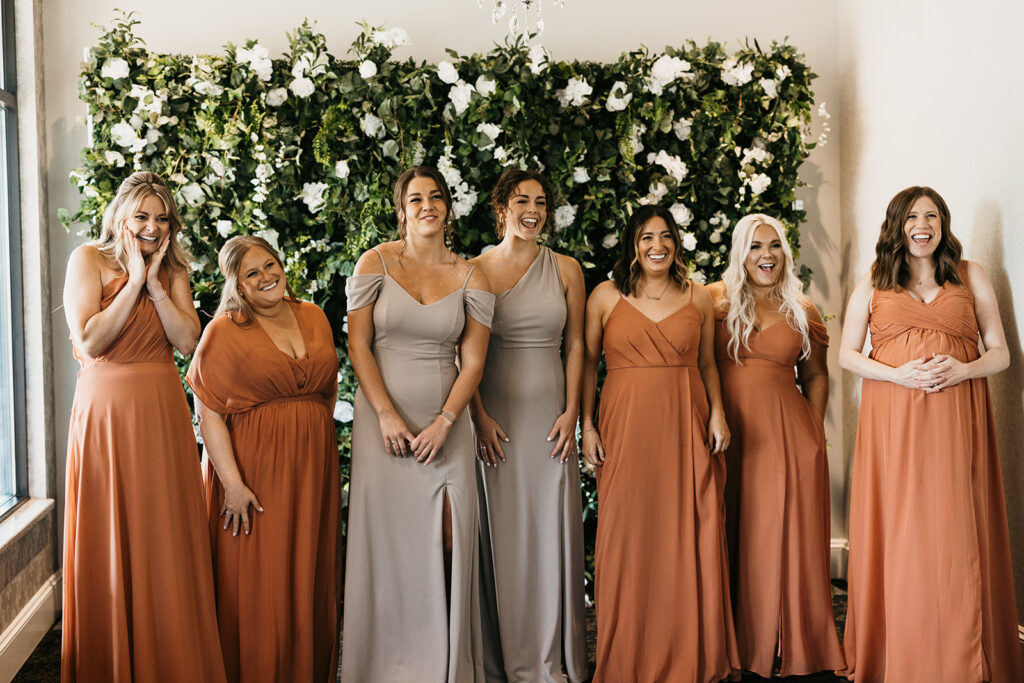 bridesmaids reactions to first look with bride