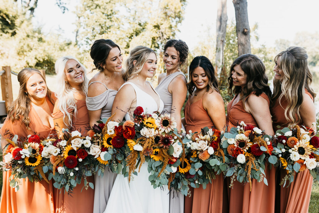 large wedding party bridesmaid group photo