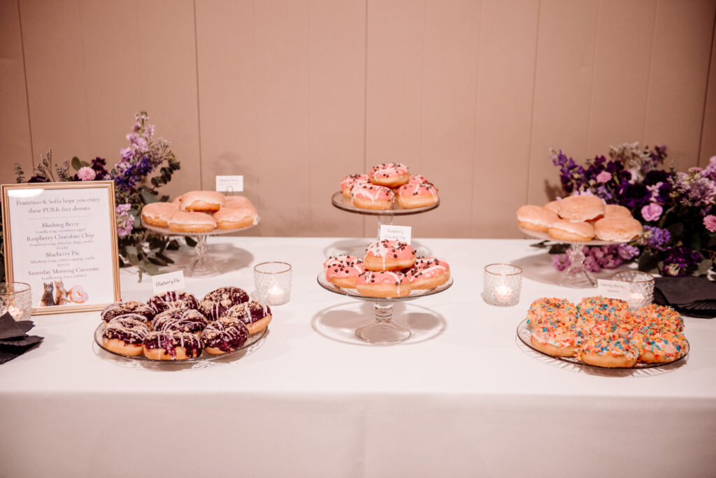 Wedding dessert donut display from Glam Doll Donuts