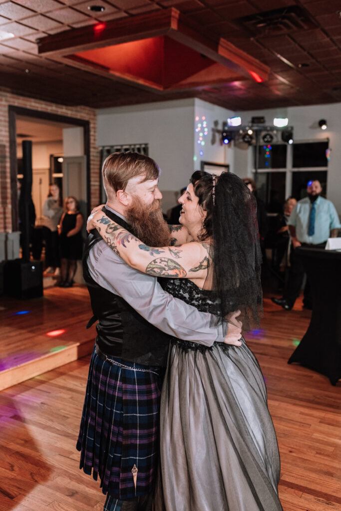 spooky wedding bride and groom first dance