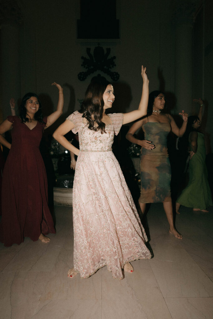 bride and bridesmaids traditional Indian wedding dance