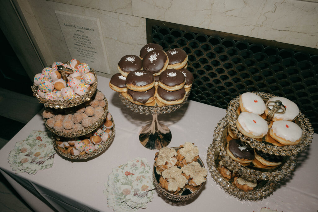 Glam Doll Donuts display for wedding dessert