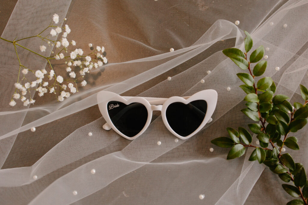 heart shaped white bride sunglasses