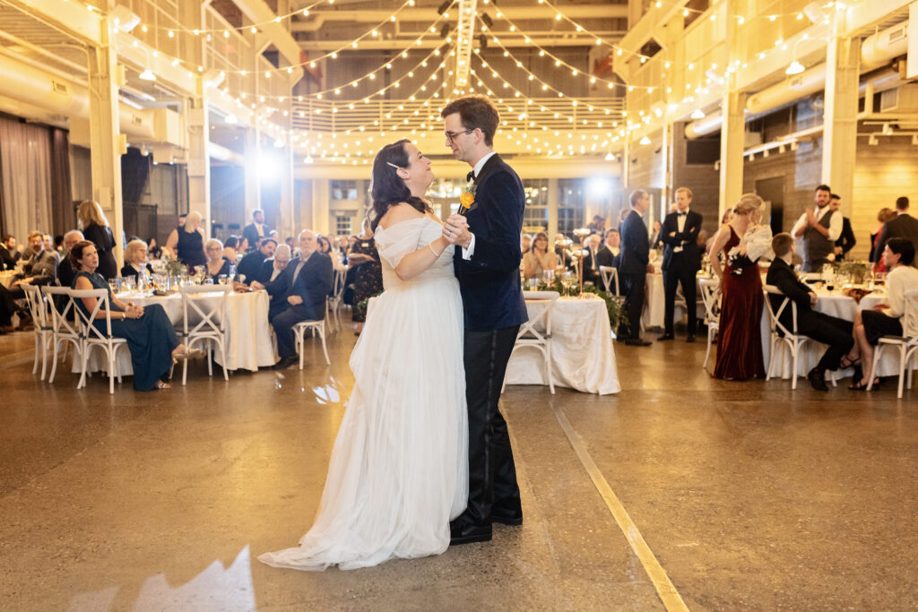 bride and groom first dance at Machine Shop wedding