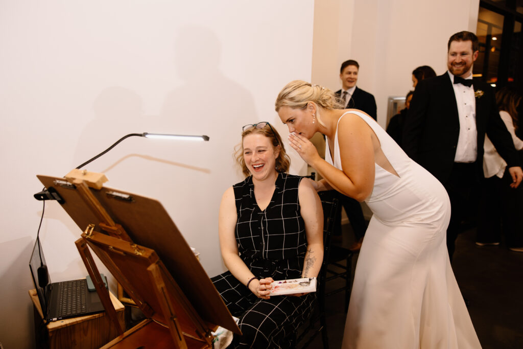 bride's reaction to live painter surprise