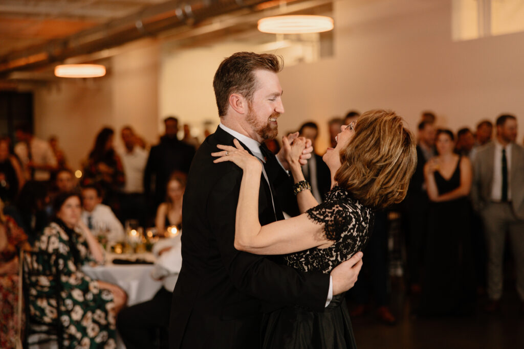 groom and mother first dance at Mosaic wedding