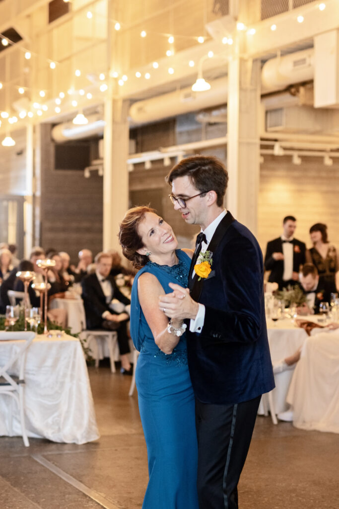 groom and mother first dance at Machine Shop wedding