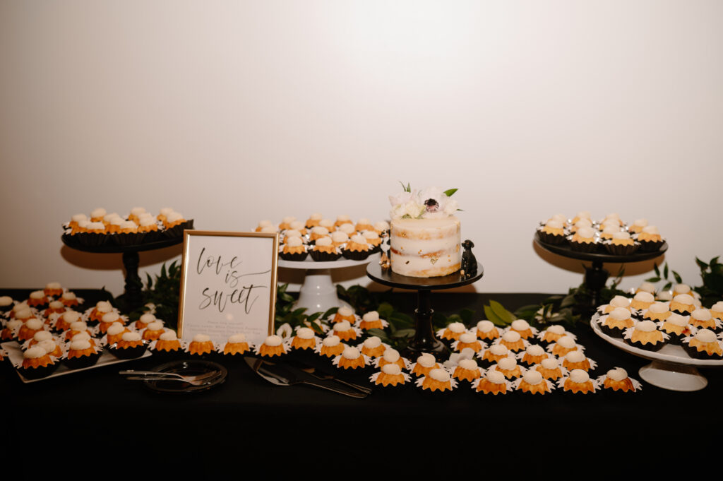 bundtini bundt cake setup for wedding reception