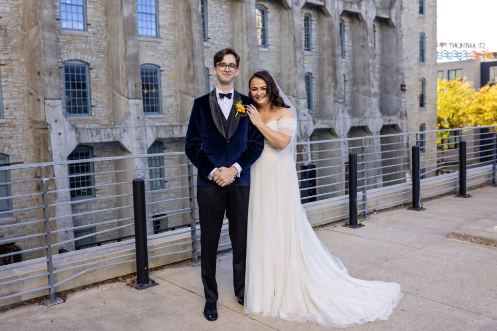 bride and groom urban traditional portrait