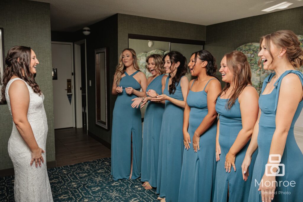 bridesmaid reactions to bride first look