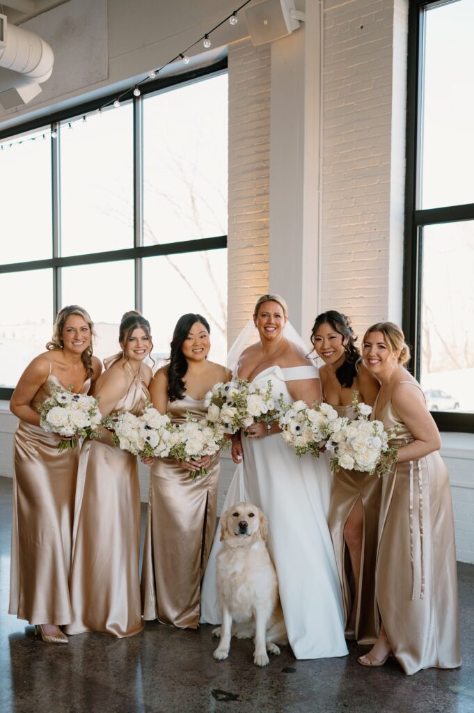 bridesmaids portrait at winter Urban Daisy wedding