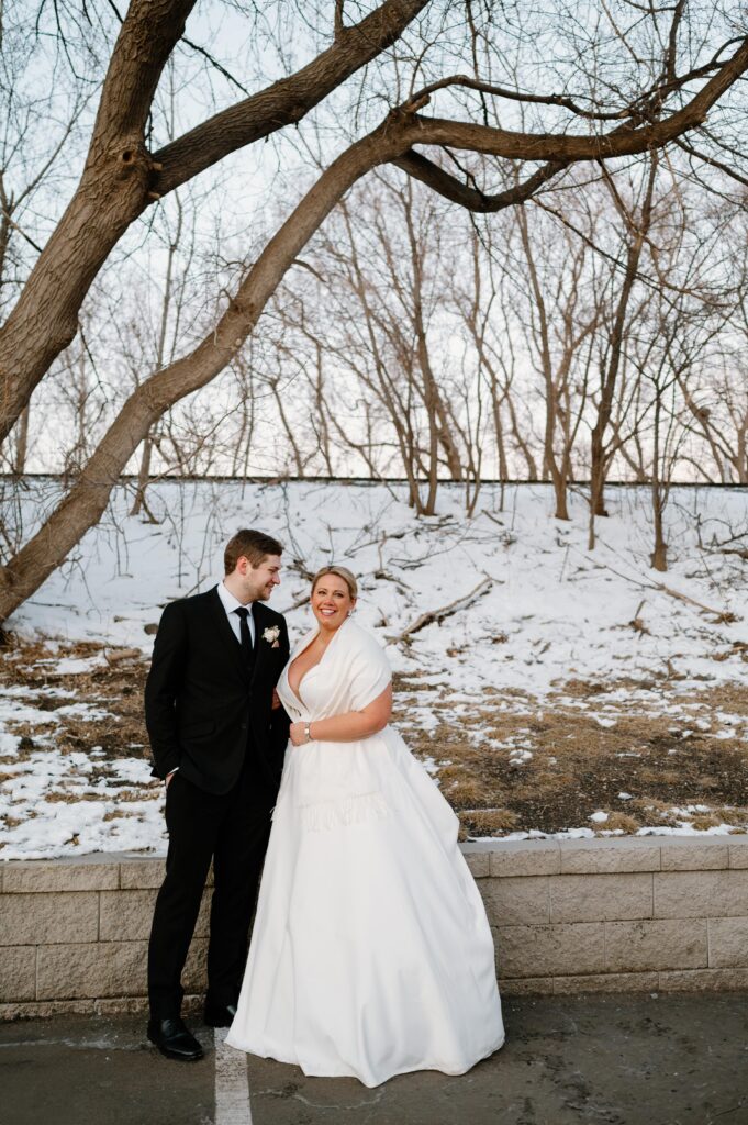 outdoor portrait at winter Urban Daisy wedding