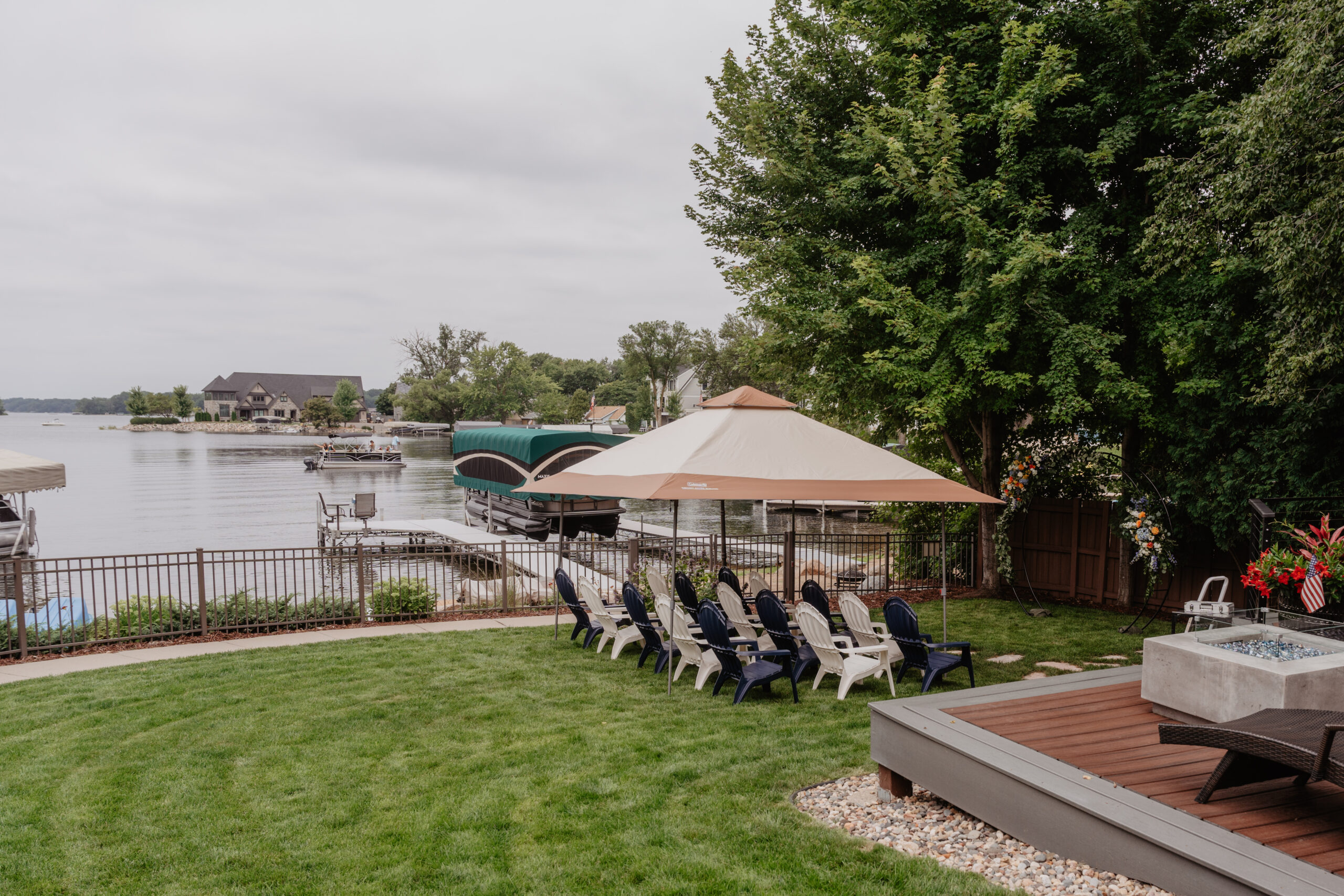 a small wedding ceremony by a lake in Minnesota